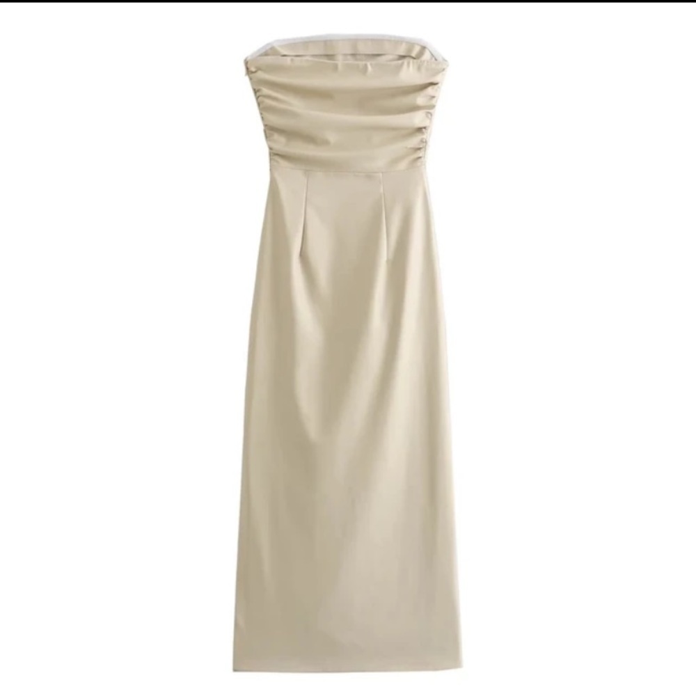 Zara leather dress with slit ruched detail Size small - Picture 11 of 13